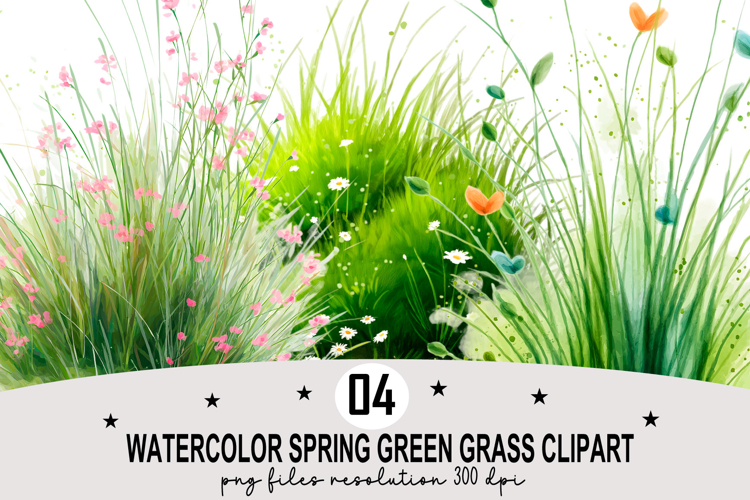 Watercolor Spring Green Grass Clipart Watercolor PNG