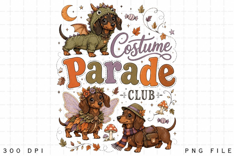 Costume Parade Club PNG Sublimation Design - Cute Dachshund
