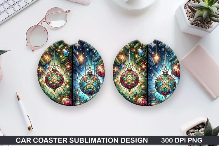 Car Coaster Sublimation| Christmas Coaster PNG Design