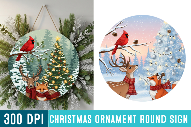 Christmas Ornaments Round Sign PNG, Christmas Round Sign PNG