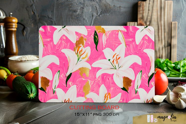 Kitchen cutting board | lily blossom sublimation png example image 1