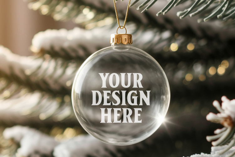 Acrylic Christmas Ornament Mockups | Clear Holiday Ornament