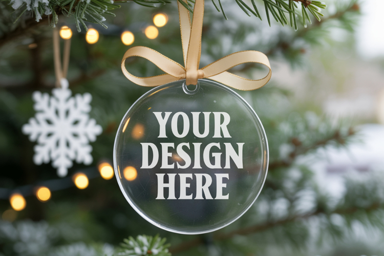 Acrylic Christmas Ornament Mockups , acrylic blank mockup