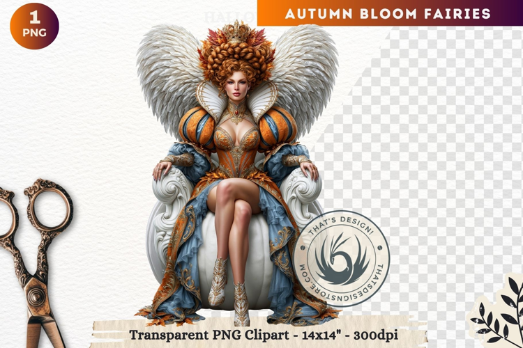 Autumn Bloom Floral Fairy Clipart, Mythical Fantasy PNG