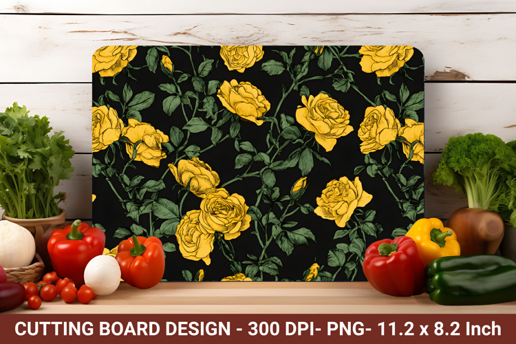 Gothic Yellow Rose Cutting Board | Cutting Board Png