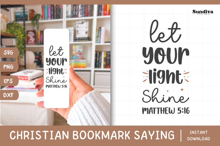 Christian Bookmark Saying SVG | Let Your Light Shine