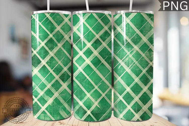 Green Plaid Tumbler Wrap - High Quality 300 Dpi