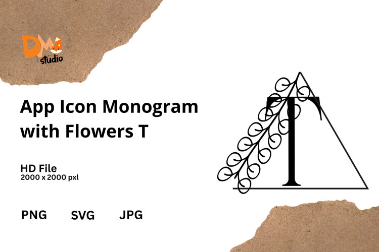 Monogram App Icon Example App Icon Monogram with Flowers (6058731)