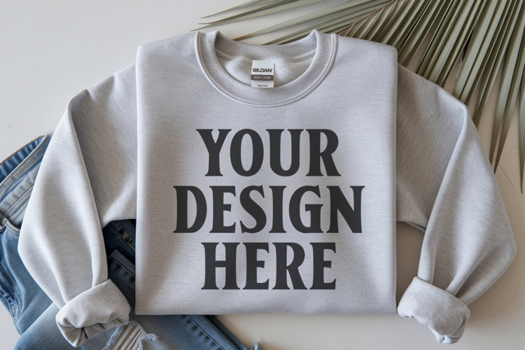 Ash Gildan 18000 Folded Flat Lay Mockups