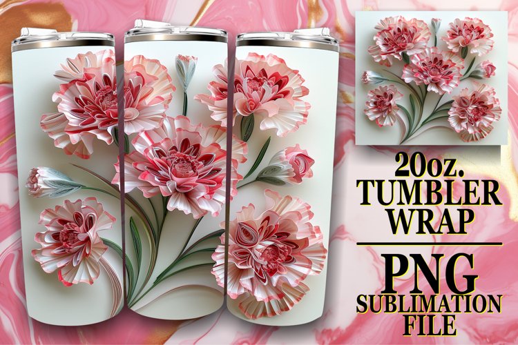 Blooming 3D Flower 20oz Tumbler Wrap example image 1