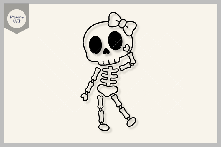 Cute Skeleton SVG, Skull with Bow SVG, Girly Halloween SVG