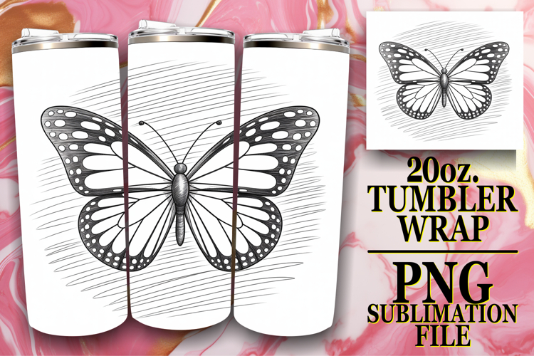 SUNSHINE JOY 20oz TUMBLER WRAP, Butterfly