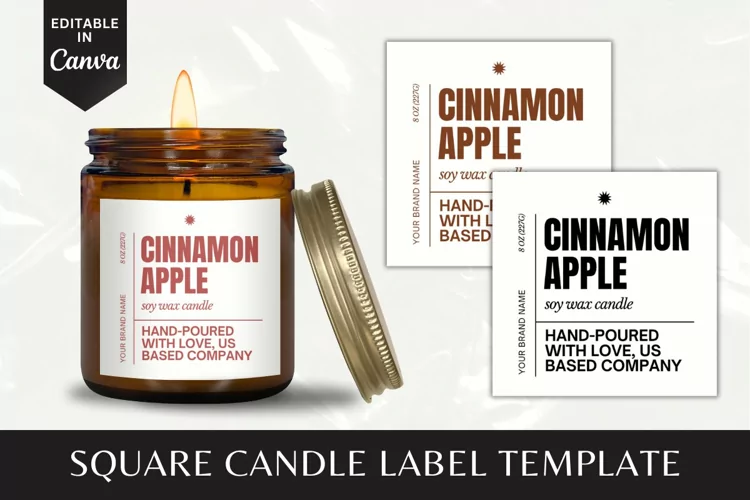 Custom Square Candle Label Canva Template - 7