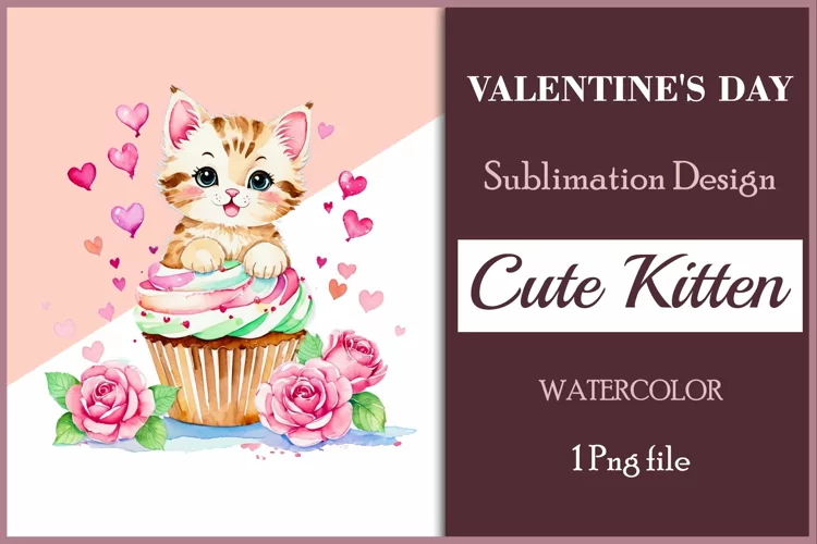 Watercolor Valentine Clipart Sublimation | Cute Animal
