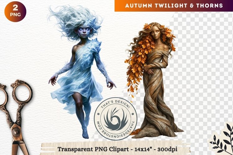 Fantasy Autumn Clipart PNG Twilight Thorns sublimation example image 1
