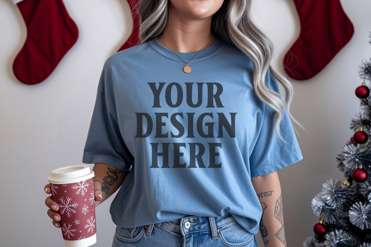 Bay Christmas Comfort Colors 1717 TShirt Mockup,cc1717 mock
