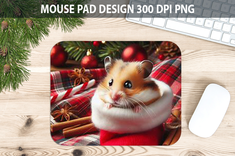 Christmas Mouse Pad Sublimation - Animal PNG Design