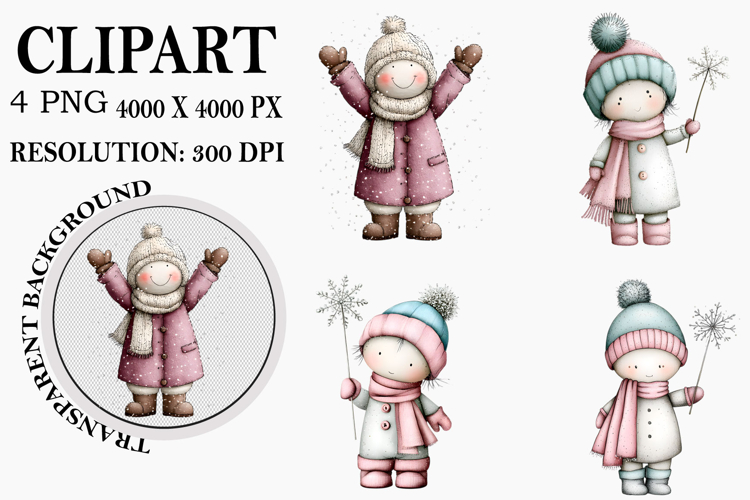 Whimsical Christmas Snowman Clipart Watercolor PNG