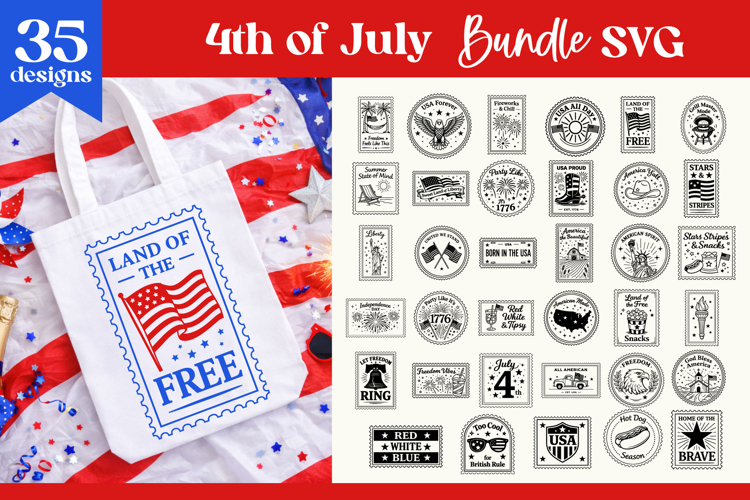 Vintage Postal Stamp SVG | Patriotic 4th of July Bundle