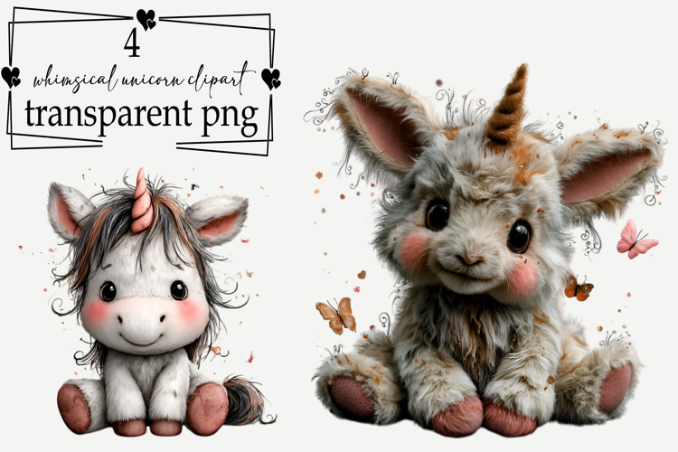 Whimsical Unicorn Clipart Watercolor PNG