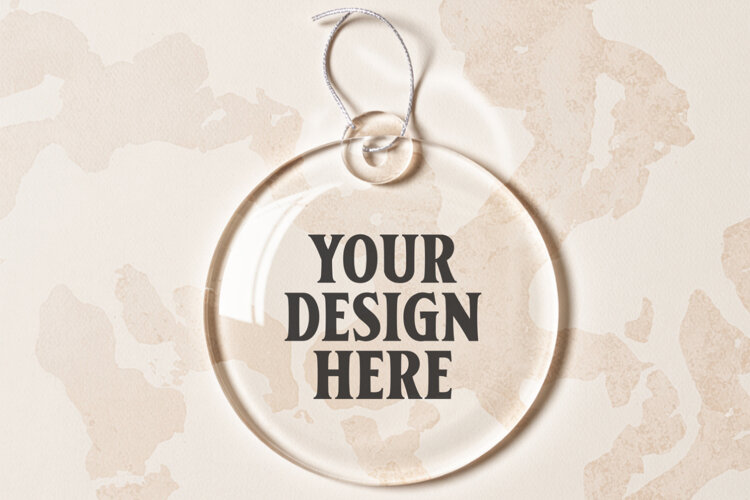 Acrylic Christmas Ornament Mockups | Clear Round Holiday example image 1