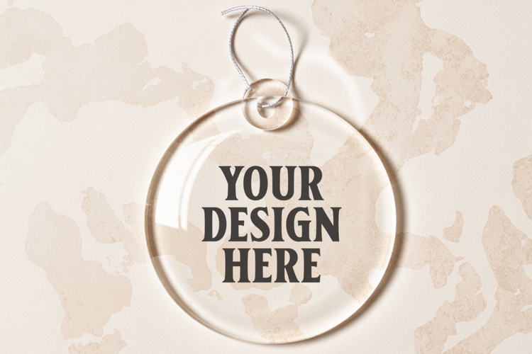Acrylic Christmas Ornament Mockups | Clear Round Holiday
