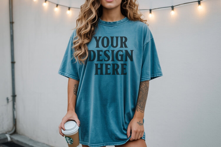 Christmas Comfort Colors 1717 Blue Spruce TShirt Mockup, CC example image 1