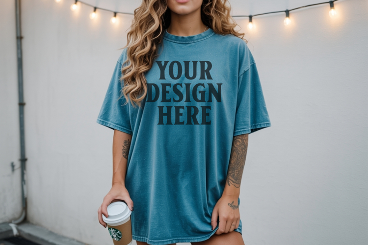 Christmas Comfort Colors 1717 Blue Spruce TShirt Mockup, CC