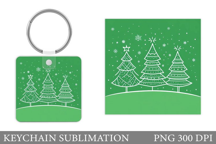 Christmas Tree Keychain. Christmas Keychain Sublimation example image 1