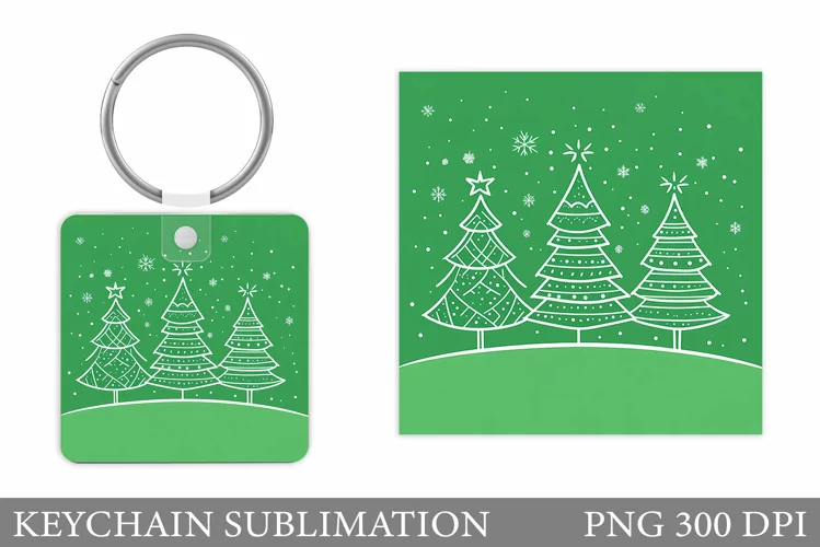 Christmas Tree Keychain. Christmas Keychain Sublimation