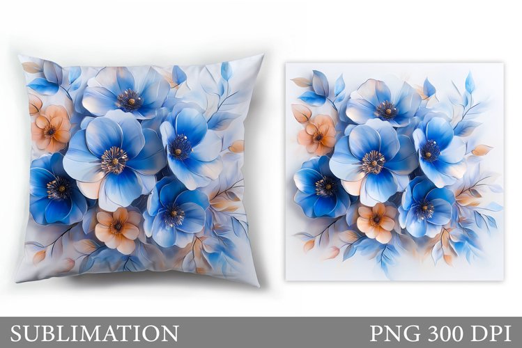 Floral Sublimation. 3D Flowers Pillow Sublimation example image 1