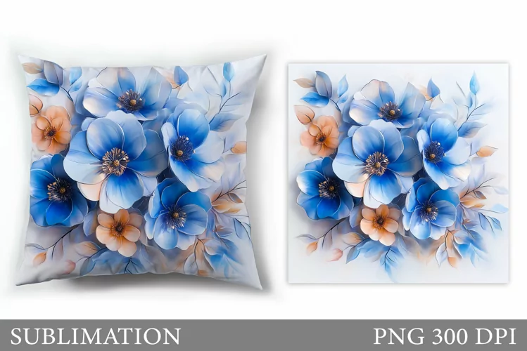 Floral Sublimation. 3D Flowers Pillow Sublimation