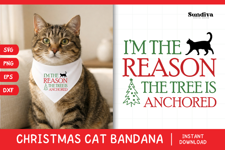 Christmas Cat Bandana Quotes SVG | Tree Is Anchored