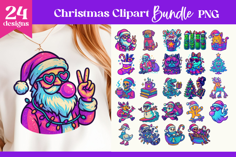 Christmas iridescent Clipart | Holiday Sublimation Bundle