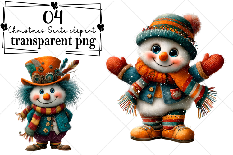 Whimsical Christmas Santa clipart Watercolor PNG