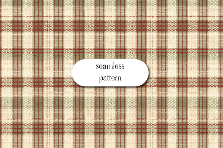 Rustic Red Green Plaid Seamless Pattern Digital Paper