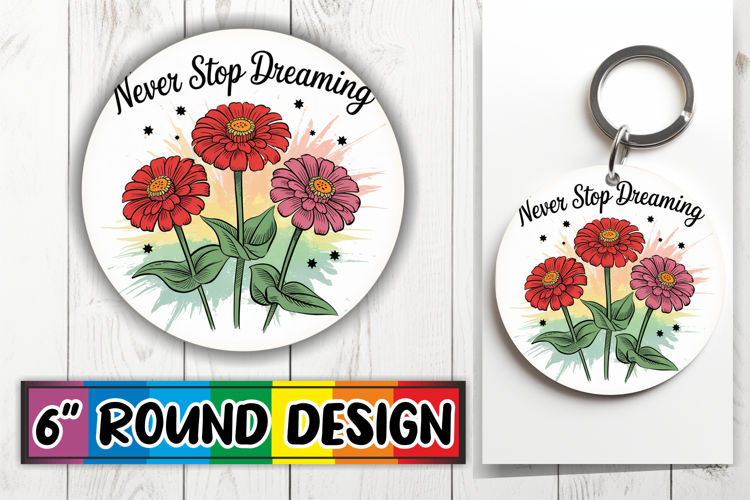 Blissful Car Coaster Round Style, Flowers Quote