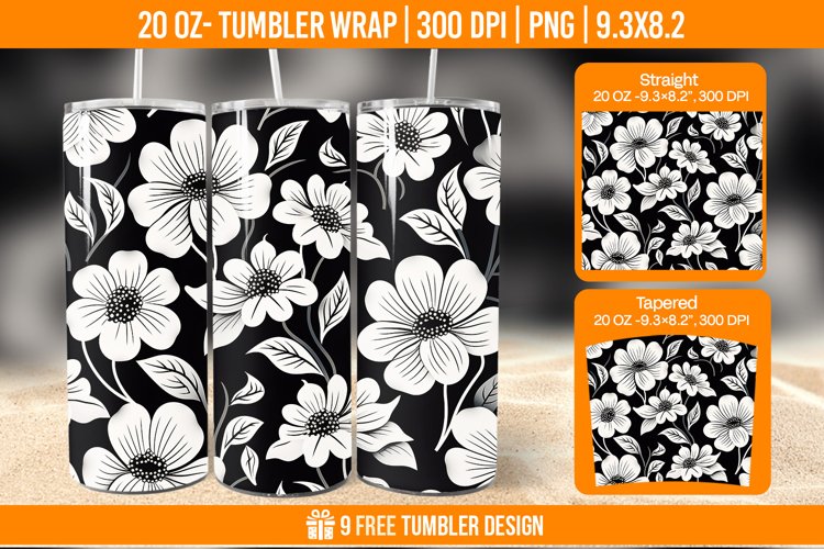 Flowers Tumbler Wrap Designs, Sublimation Wrap