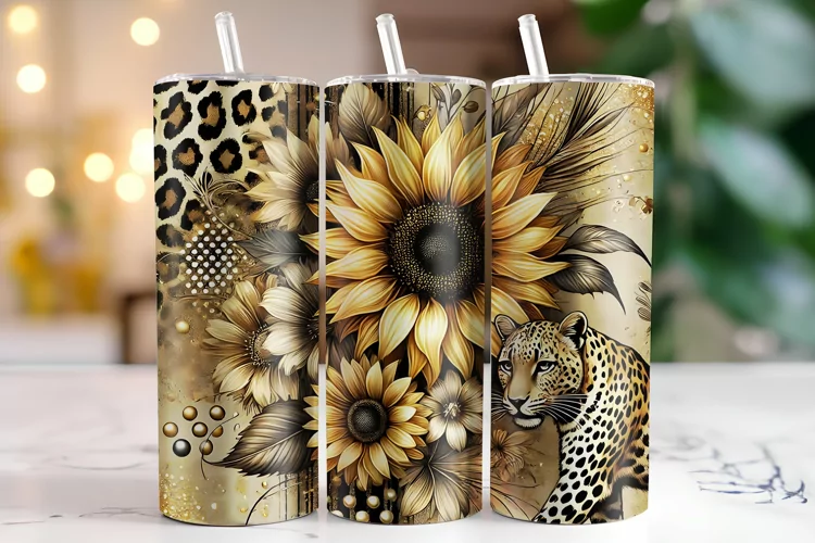 Leopard & Flower Tumbler Wrap | Sublimation | Tumblers