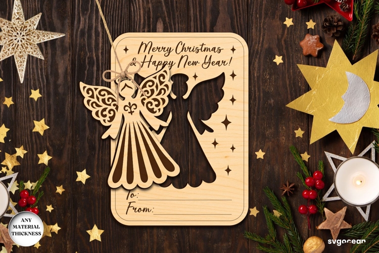 Christmas Card Angel Ornament Laser Cut | Glowforge | SVG