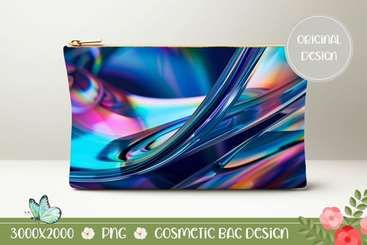 Neon Glass Cosmetic Bag, Abstract Cosmetic Bag PNG