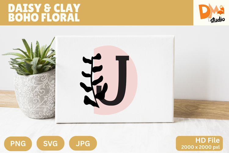 Daisy   Clay Boho Floral Monogram