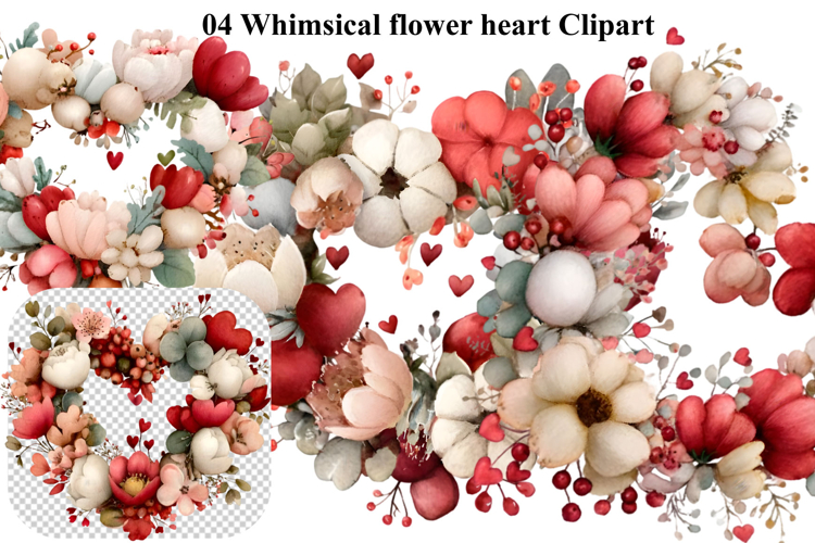 whimsical Flower heart clipart