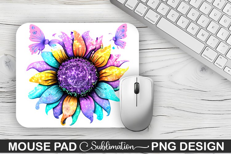 Magical Purple Cyan Sunflower Sublimation Mouse Pad Design