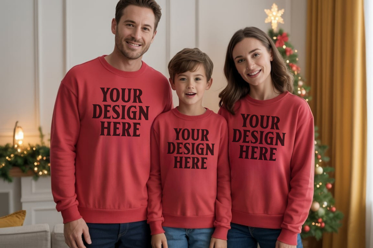 Christmas Family Matching T-Shirt Mockups | Holiday Group