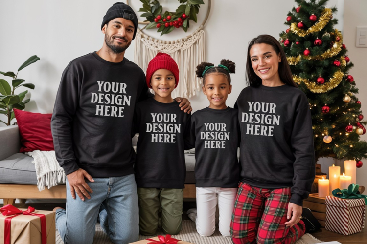 Christmas Family Matching T-Shirt Mockups | Holiday Group