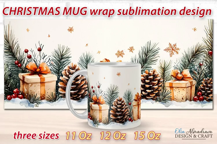 Christmas Mug Sublimation designs| Mug Wrap Cricut Template