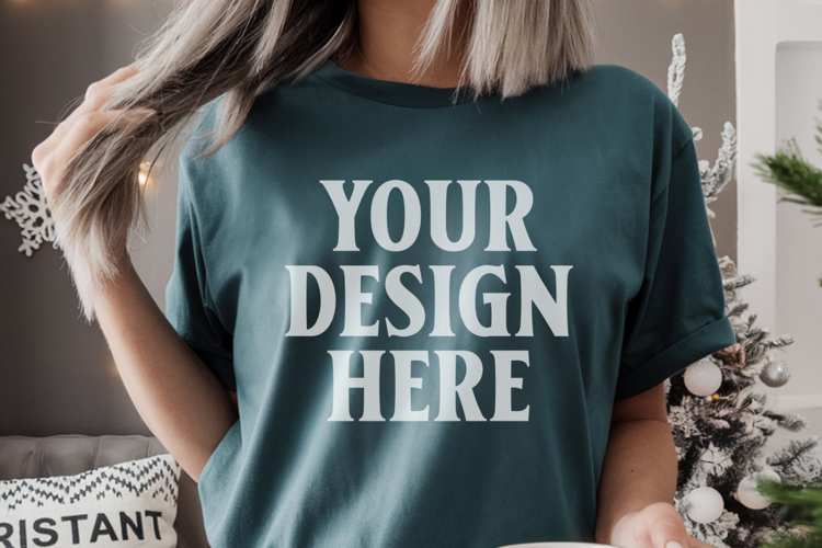 Blue Spruce Christmas Comfort Colors 1717 Mockups, CC 1717 m