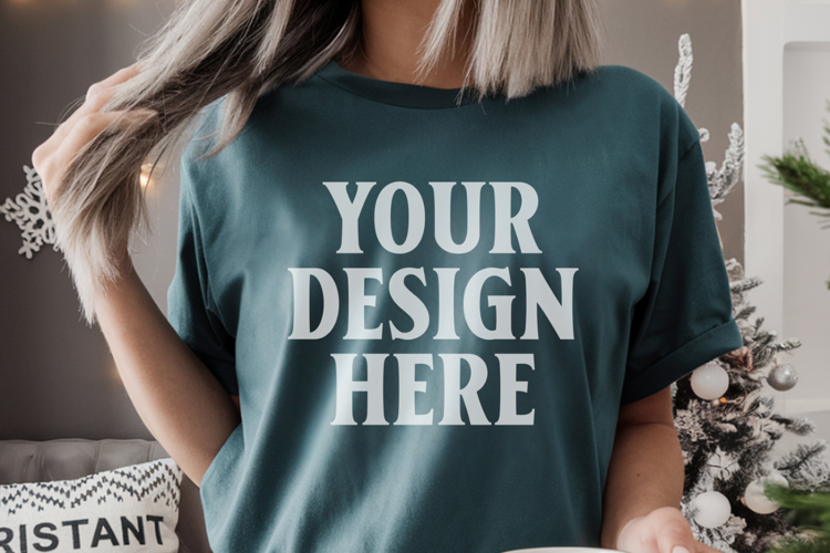 Blue Spruce Christmas Comfort Colors 1717 Mockups, CC 1717 m