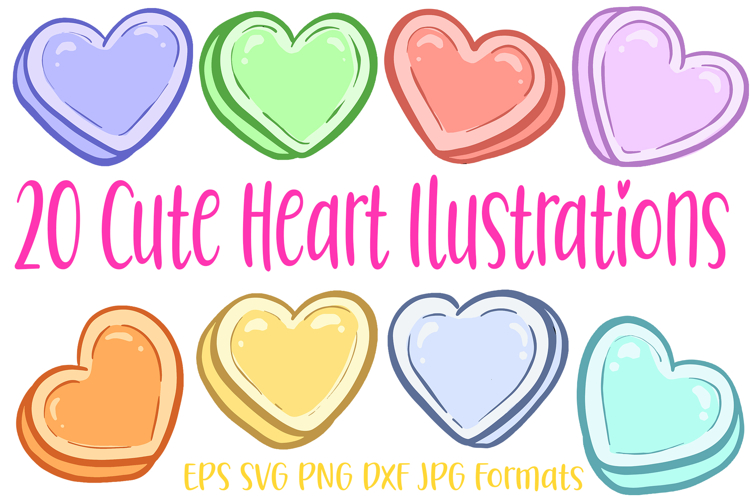 20 Cute Love Hearts Pastel Valentine Clipart Glossy 3D Heart